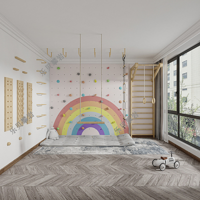 幼儿园室内攀爬架组合儿童家用攀岩墙岩点木制云梯绳梯吊环指力板