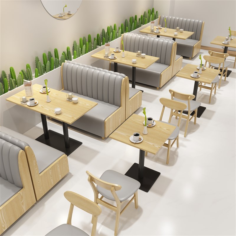 奶茶店卡座沙发简约清新西餐厅咖啡厅小吃快餐甜品店桌椅组合定制