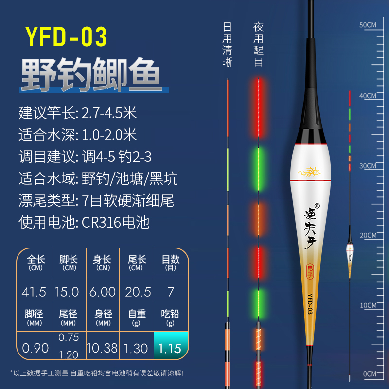 软硬尾夜光浮漂高灵敏轻口鲫鱼漂日夜两用夜光漂CR316细尾电子漂