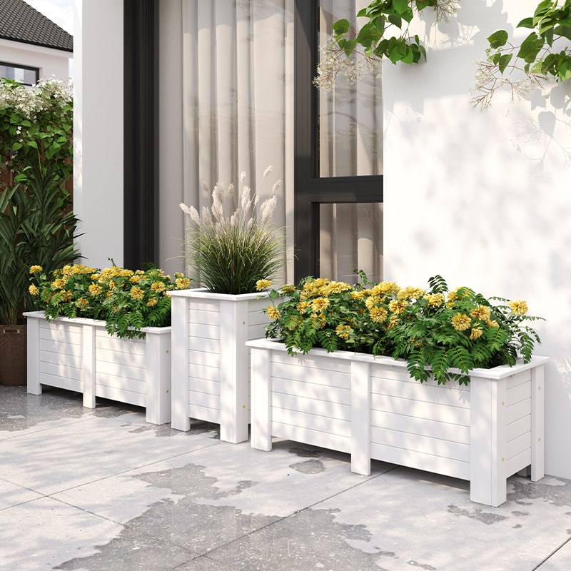 塑木花箱户外阳台防腐木花盆露台庭院种菜盆长方形花槽种植箱树脂