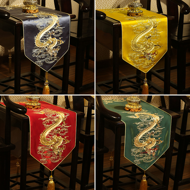 桌旗新中式茶台布艺长条茶几茶桌布电视柜装饰布中式床旗茶桌垫布