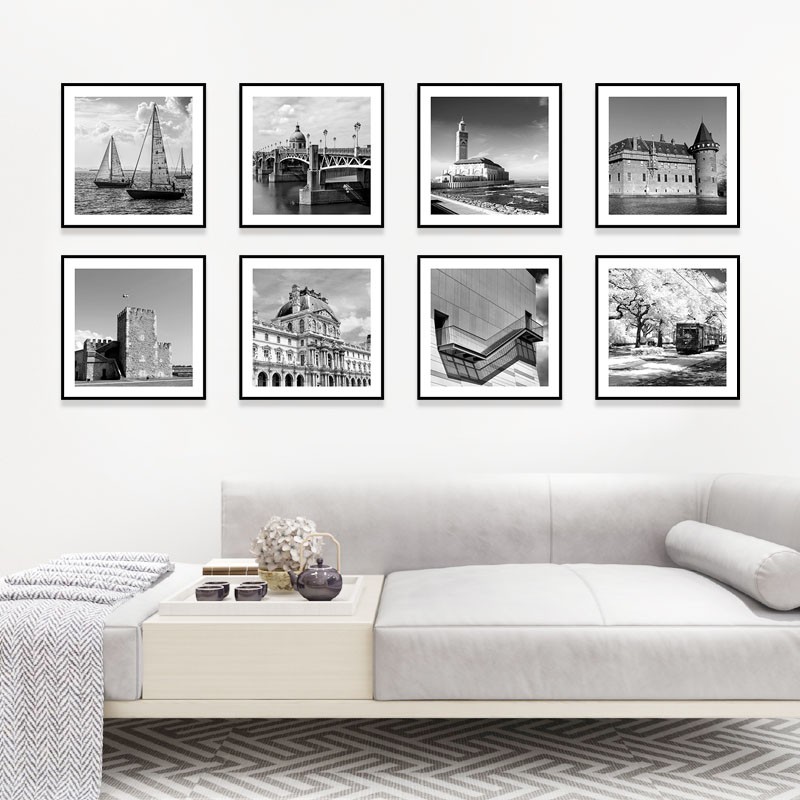 客厅装饰画卧室挂画工业风黑白风格壁画风景办公室现代简约墙面画图片