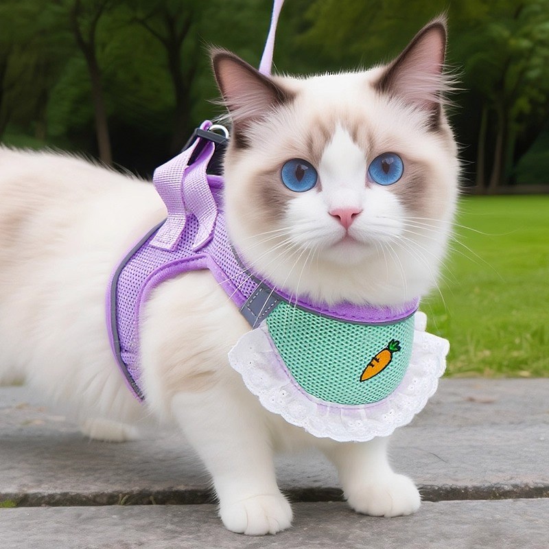 猫咪牵引绳舒适透气小猫口水巾胸抱婴袋防挣脱外出专用遛猫遛狗绳