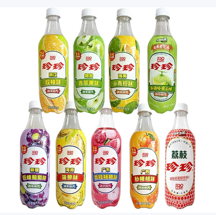珍珍汽水荔枝菠萝杨梅哈密瓜砂糖碳酸饮料