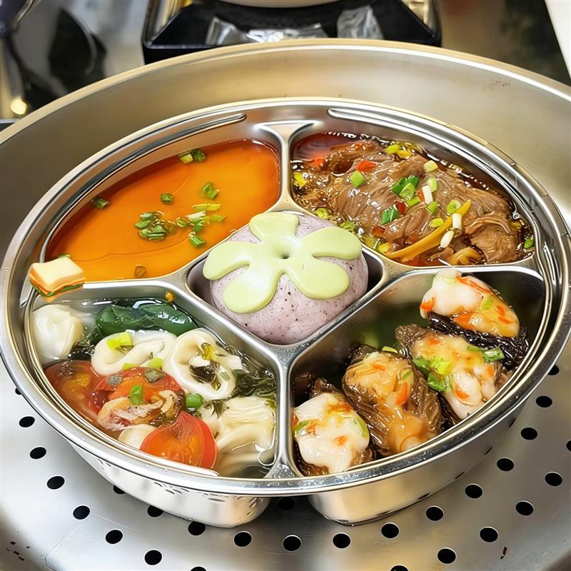 一人食餐具不锈钢蒸盘多格