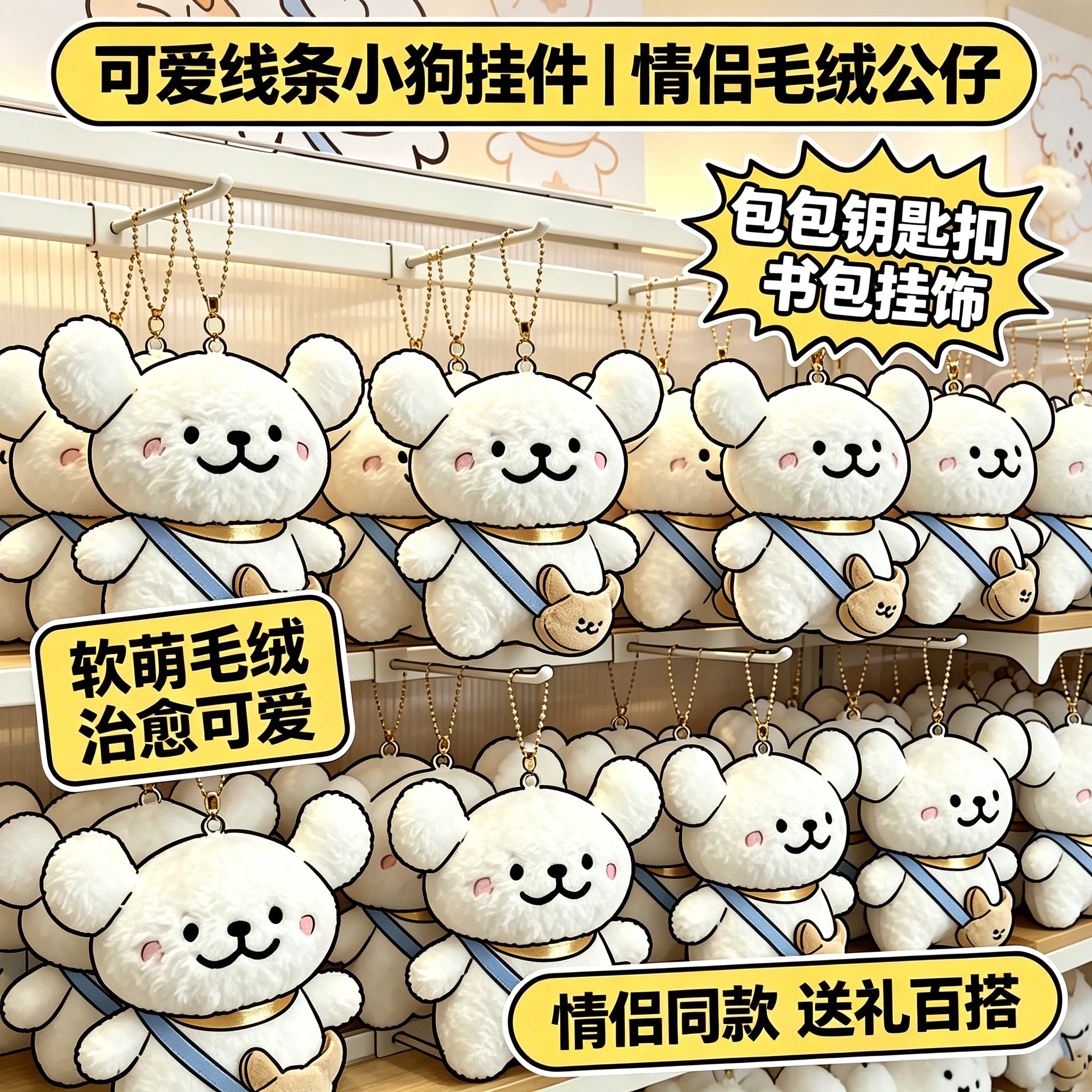 可爱线条小狗挂件小玩偶装