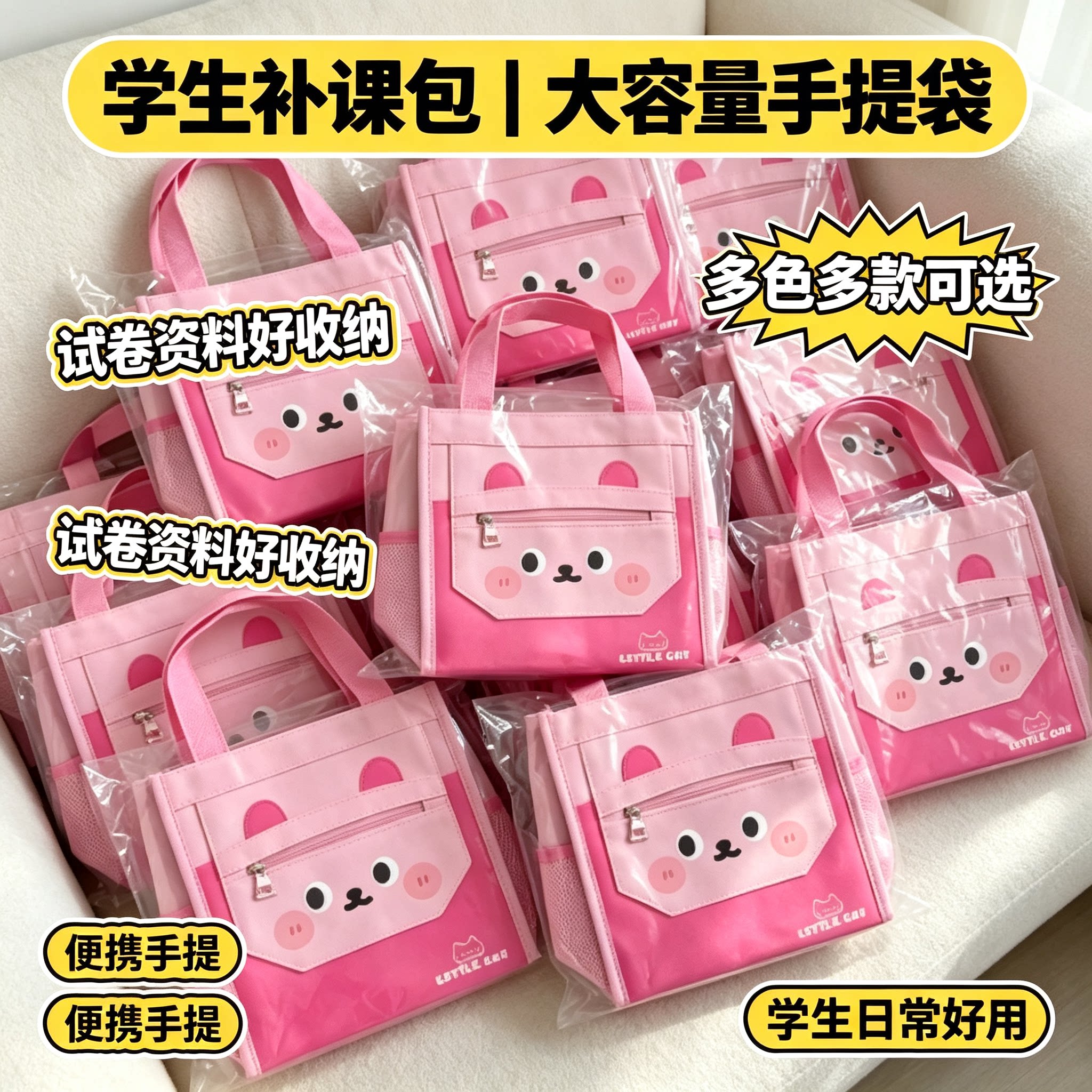 学生补课包手提袋初中生女