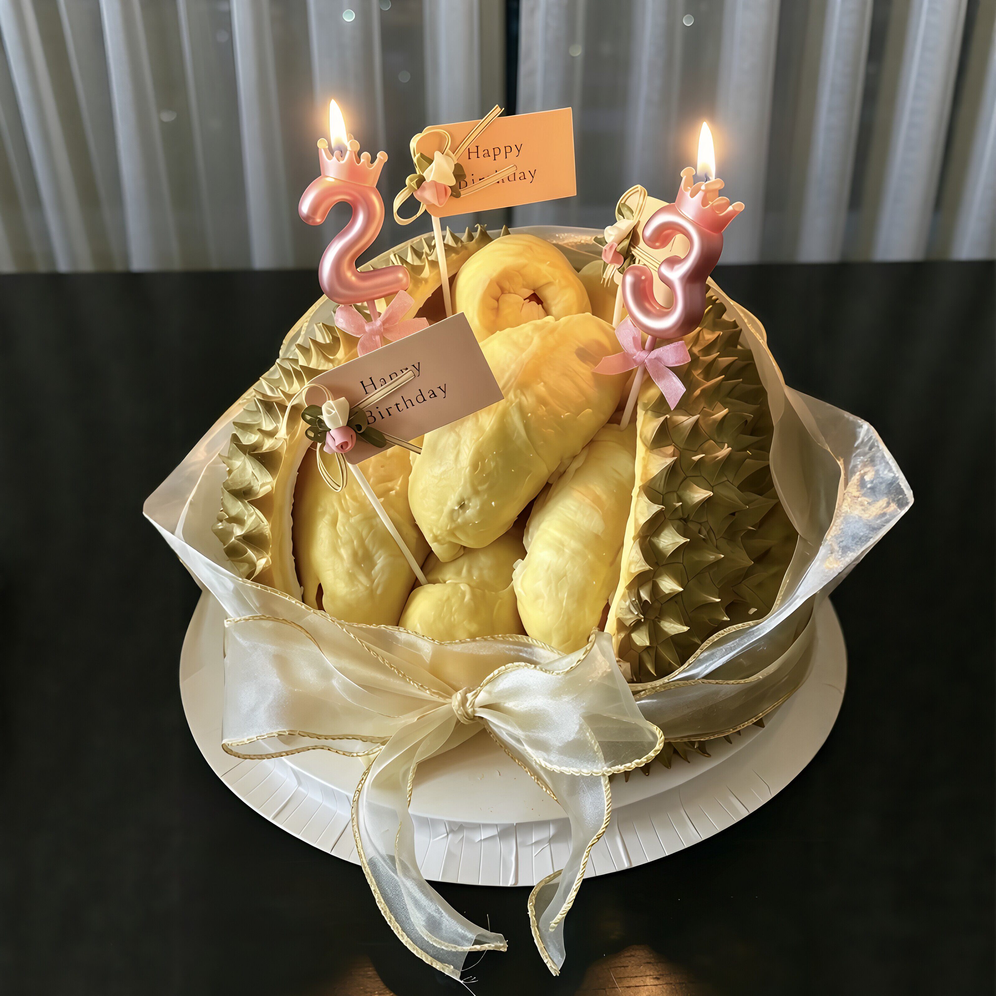 榴莲蛋糕diy材料装饰祝福插件插牌粉色皇冠数字蜡烛氛围拍照道具