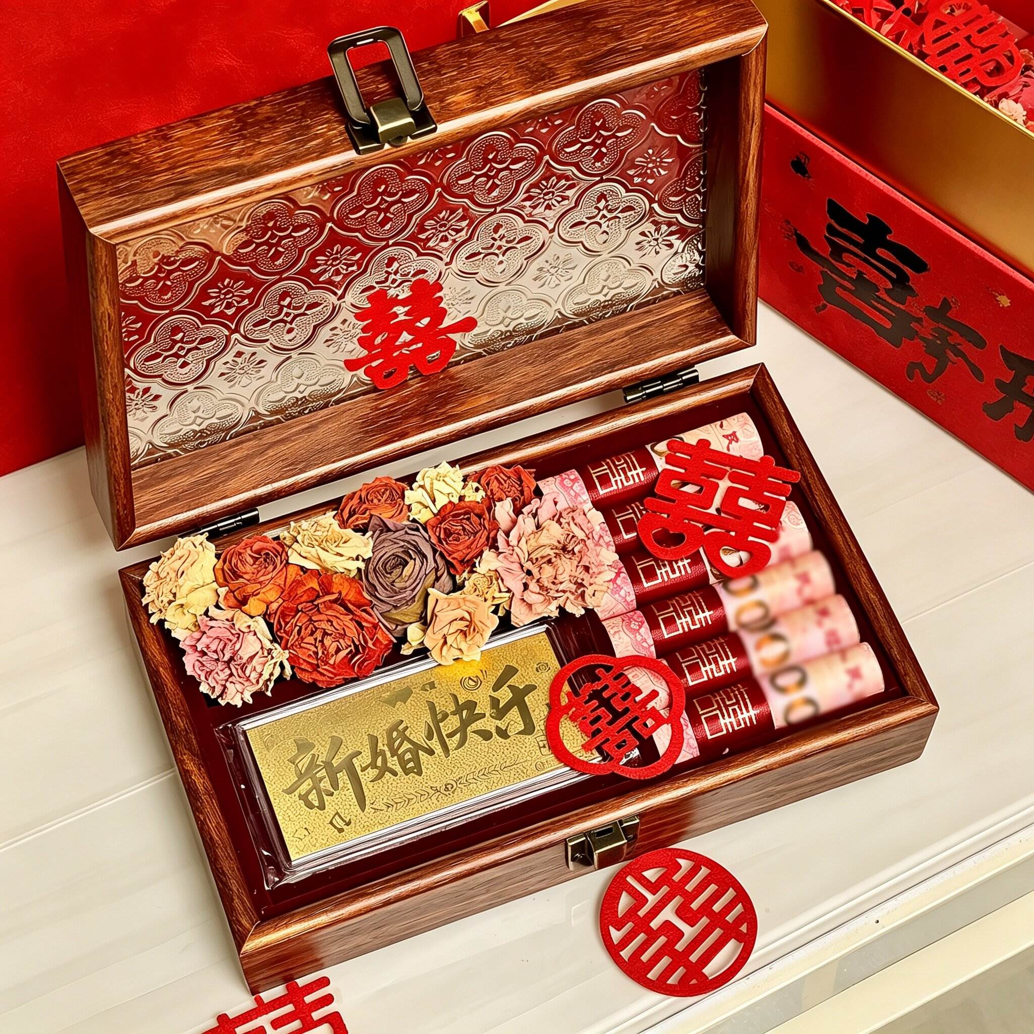结婚海棠礼盒高级装钱实用送新郎娘闺蜜轻奢空回礼礼物收纳盒