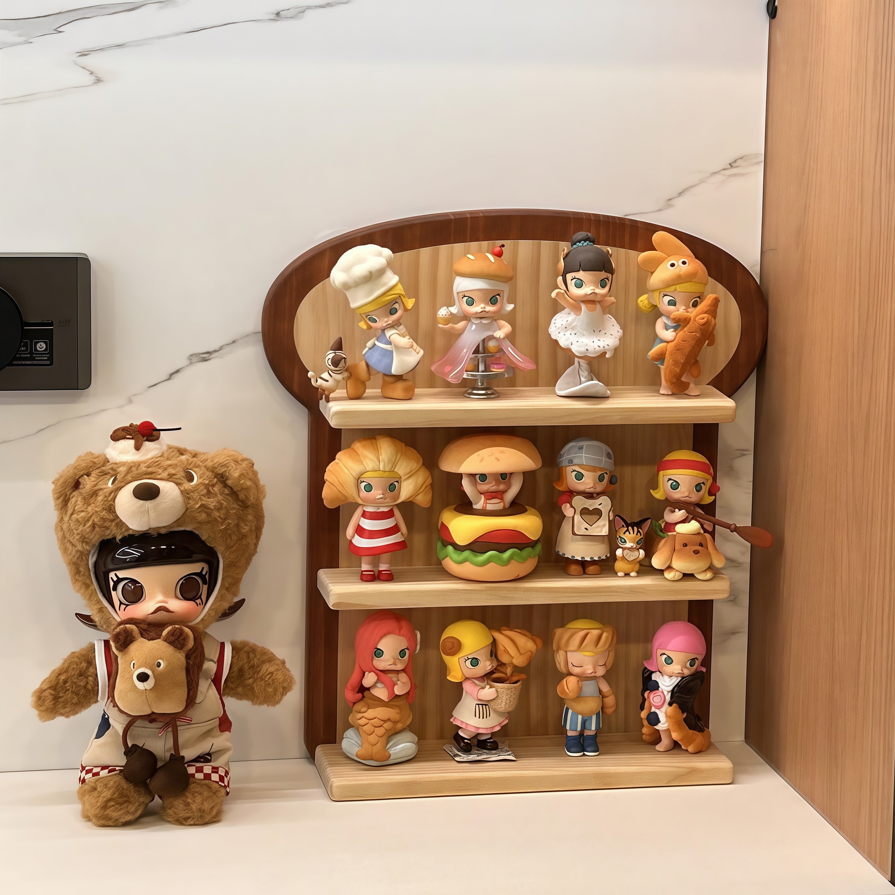 盲盒收纳展示柜适用於MOLLY泡泡玛特系列盲盒收纳展示盒展架木质,收纳整理,手办收纳盒,淘宝优惠券,粉丝福利购,淘宝优惠卷