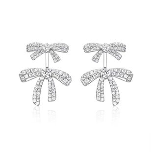 两戴耳饰 精致双层悬浮蝴蝶结耳钉明星同款 女王空间 2025新款