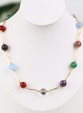女王空间 天然多彩玛瑙设计款项链新中式风格设计款颈链