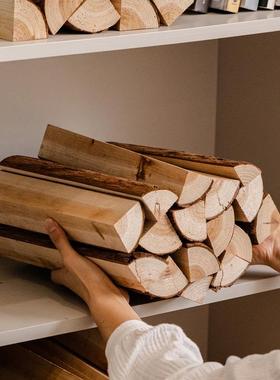 木柴壁炉装饰木头原木风摆件乔迁柴火拍摄道具民宿咖啡馆场景布置