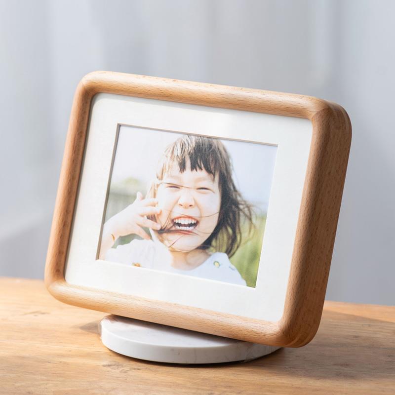 原木洗照片做成相框摆台高级感定制照片圆角榫卯6 7 8 10寸A4实木