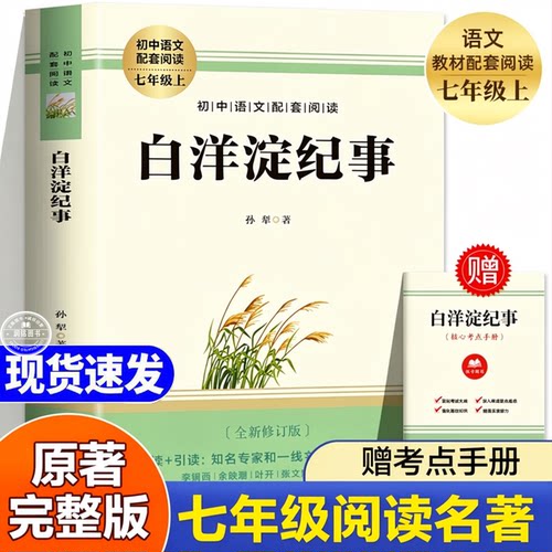 白洋淀纪事 原著正版孙犁无删减完整版记七年级课外阅读书籍初中生推荐经典书目老师7上册文学人教版配套阅读教育人民名著出版社必