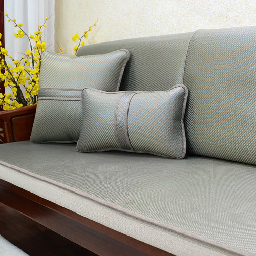 夏季款沙发垫凉席亚麻藤冰丝坐垫子夏天套罩盖巾实木座垫防滑贵妃