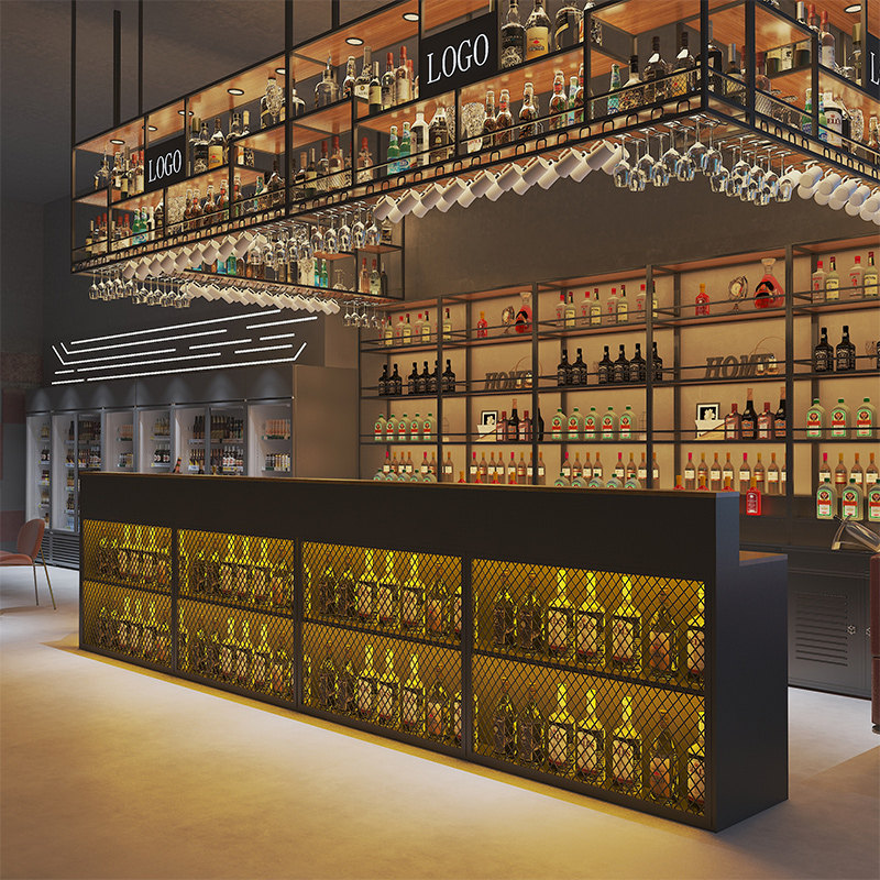 酒吧台铁艺柜台火锅店台球工业风烧烤店前台餐厅接待台复古收银台