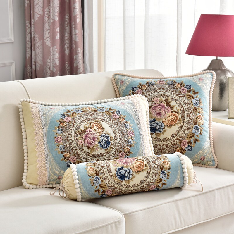 欧式沙发靠垫抱枕靠包床头长方大靠背糖果枕套含芯中式汽车腰枕