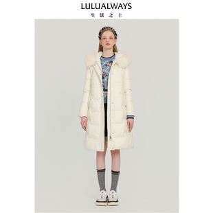 保暖腰带毛领长款 LULUALWAYS我爱露露25秋季 修身 新款 女羽绒服 时尚