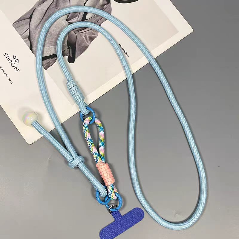 ins风花朵挂绳 多巴胺风格长款编织斜背绳 可调节挂脖指环 户外相图片