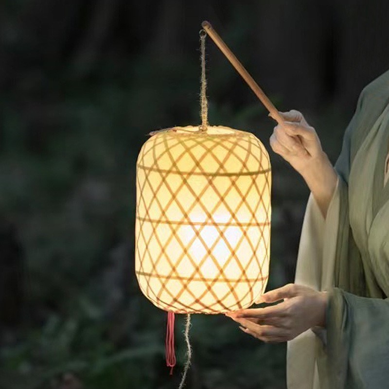 竹编灯笼古风手提汉服传统家乡月舞蹈拍摄道具中式冬瓜形竹灯罩