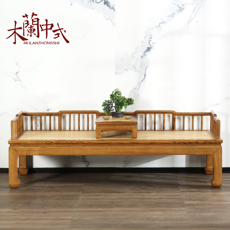 新中式白蜡木罗汉床实木茶桌小户型罗汉椅家用实木沙发床