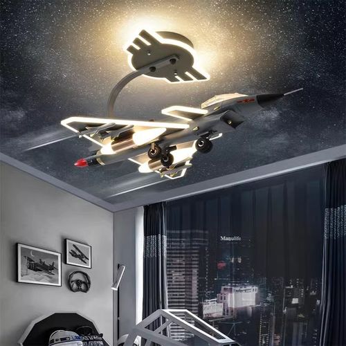 儿童房卧室飞机灯男孩创意电竞房吸顶灯歼20战斗机模型幼儿园吊灯