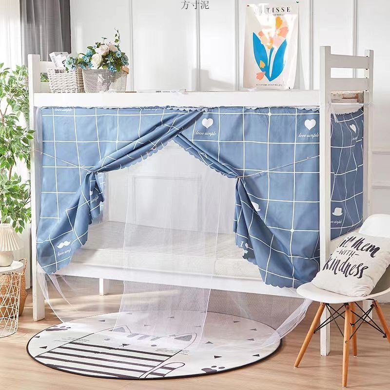 蚊帐床帘一体式学生宿舍上下铺单人床幔遮光布帘子女寝室0.9m