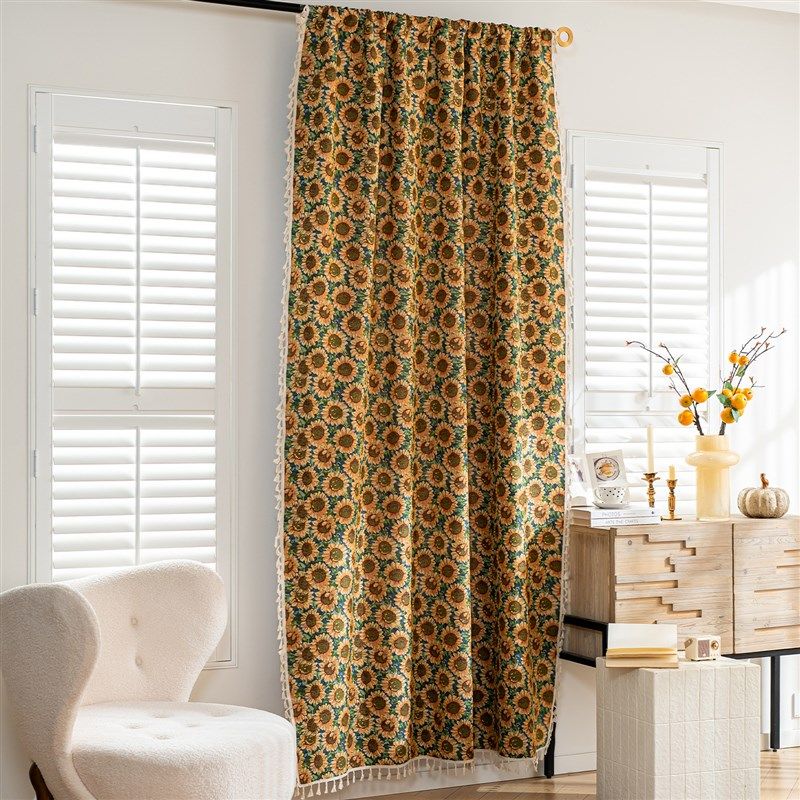 佑卓新款窗帘小清新棉麻提花布艺成品窗帘厨房帘门帘半遮光卧室帘