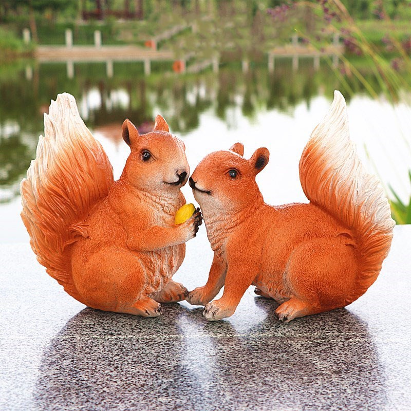 园林花园庭院树木草坪装饰树脂动物模型雕塑工艺品仿真松鼠挂摆件