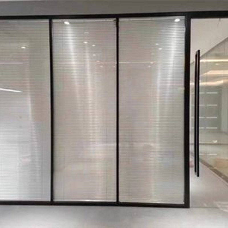 广州办公室玻璃隔断墙钢化玻璃铝合金百叶双层高隔断隔音墙装修