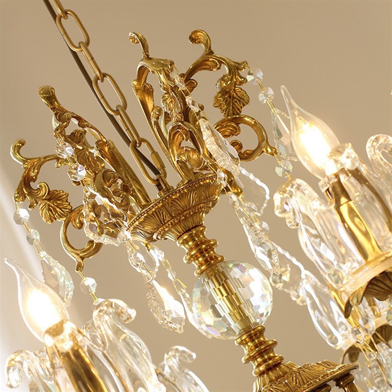 奢洛尼欧式水晶吊灯法式中古轻奢别墅全铜客厅餐厅卧室书房创意