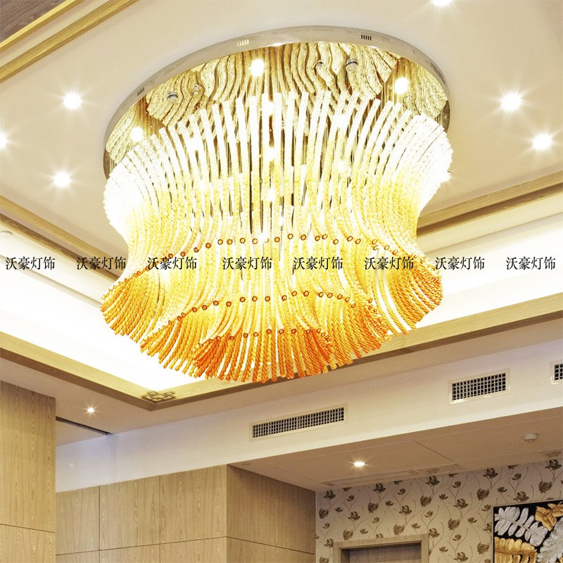 婚庆水晶吊灯酒店婚礼堂装饰婚礼舞台吊顶布置道具线帘圆形水晶灯