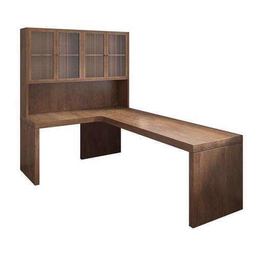 全实木转角书桌书架书柜卧室办公学生写字L型7双人电脑桌拐角靠墙