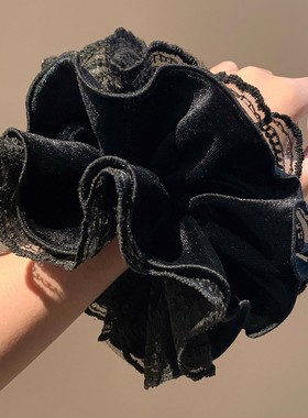 2025巨好看的高端黑色丝绒独特漂亮大肠发圈高级感女韩系头绳头饰