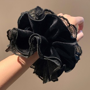 2025巨好看的高端黑色丝绒独特漂亮大肠发圈高级感女韩系头绳头饰