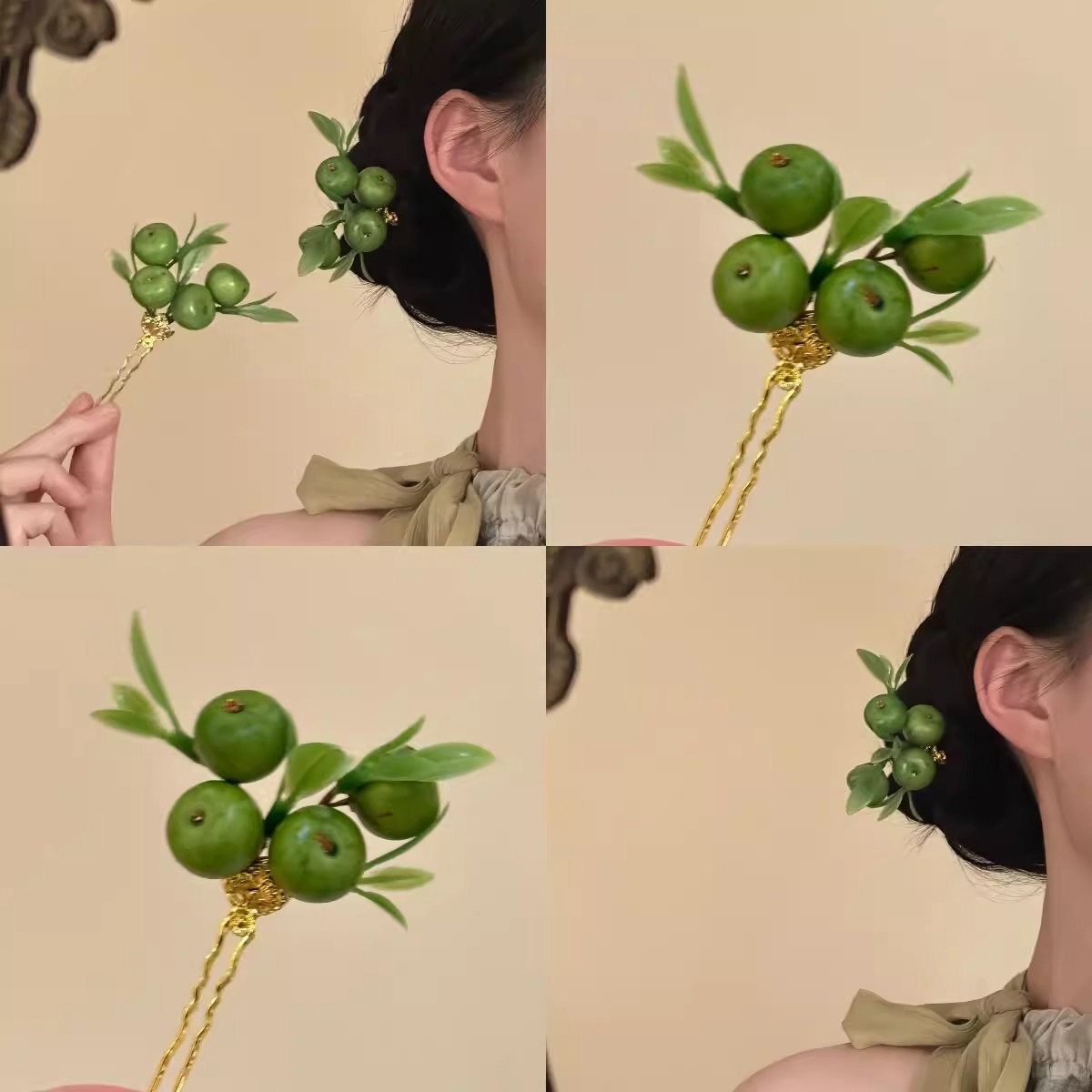 森系甜美古风小苹果发簪图片