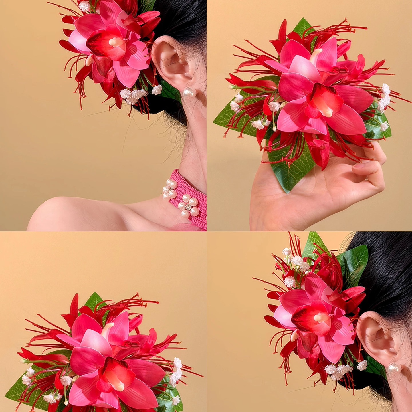 赤蔷凝娇~氛围感粉色花朵发夹2026新款高级感侧边夹海边旅行发卡,饰品/流行首饰/时尚饰品新,发饰,淘宝优惠券,粉丝福利购,淘宝优惠卷