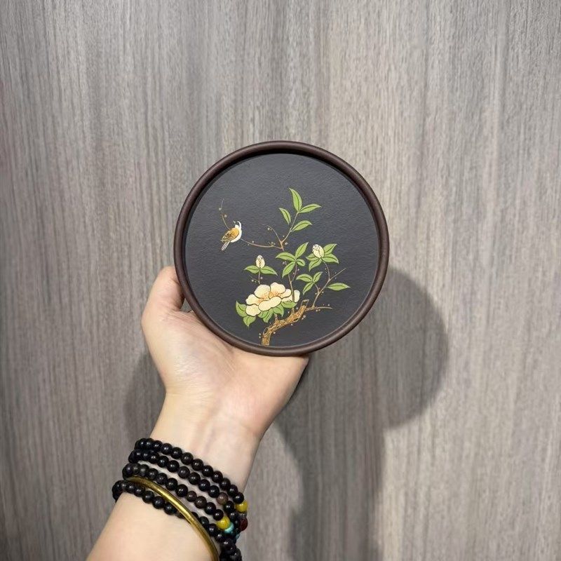 宜兴紫砂【泥绘杯垫承壶茶盘壶托】茶壶底座托盘百搭款功夫茶具
