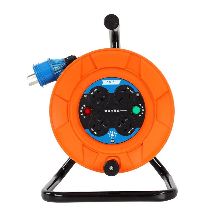 野狼220v单相工程电缆盘移动手提卷线盘排插线轴工地绕线YL-S24BS