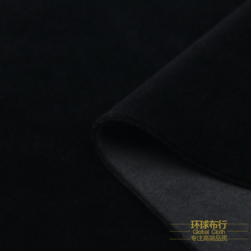 黑色秋冬季加厚加绒时装外套裤料套装丝绒面料复合超柔阳光绒布料