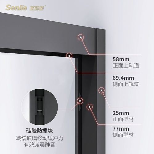 圣莉亚淋浴房定制浴室挡水玻璃门卫生间三联动移门隔断连动推拉门