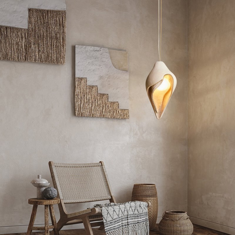 法式石膏餐厅吊灯客厅灯海螺灯侘寂风202新款卧室床头灯楼梯灯