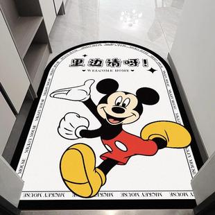 米奇入户门家用拱形玄关门厅可擦免洗皮革卡通地毯地垫 2024新款