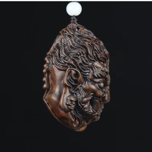 旧藏小叶黄杨木雕一念之间吊坠复古手把件男士把玩佛魔头挂件