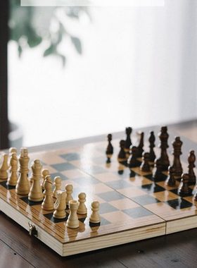 高档实木小学生儿童比赛专用国际象棋 磁力棋便携chess西洋棋棋盘