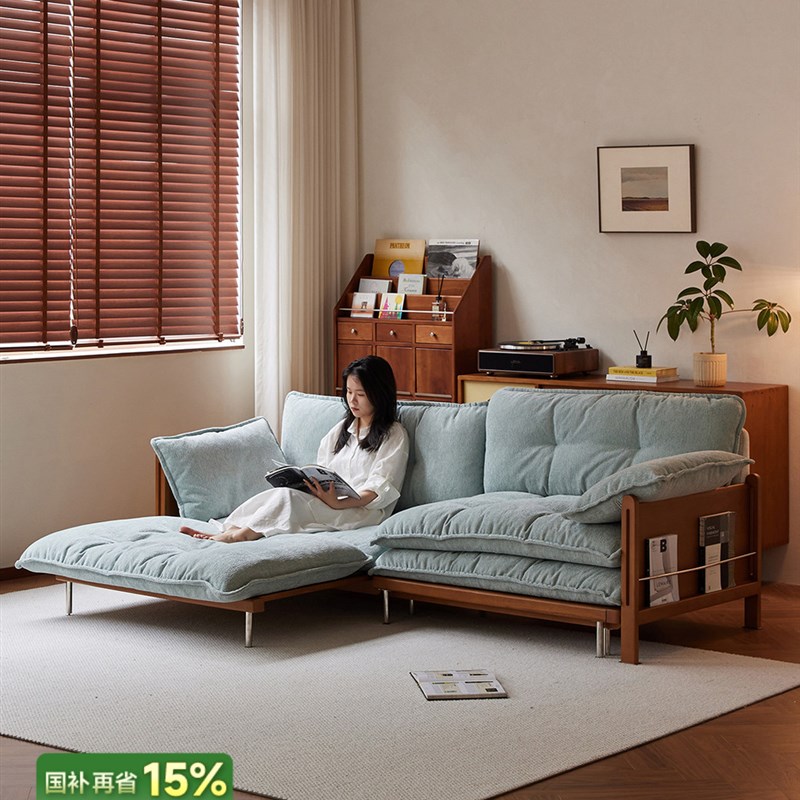 覆古实木折叠两用沙发床新中式实木沙发客厅2025S新款实木直排沙