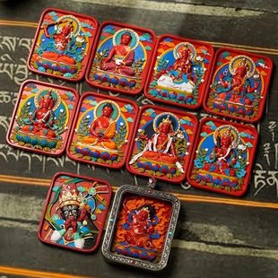白铜玲宝擦擦盒朱砂彩绘擦擦本命唐卡民族风扎基拉姆手工画嘎乌盒