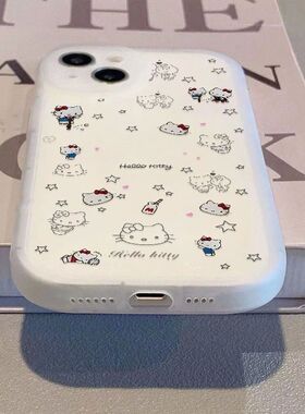 星星KT猫适用苹果16手机壳iPhone15ProMax新款14Pro防摔可爱13mini卡通12保护套11少女7/8Plus全包磨砂XS软壳