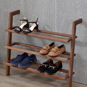 架 多功能黑胡桃置物架进门鞋 北欧新款 索性木迹多层简易家用拖日式